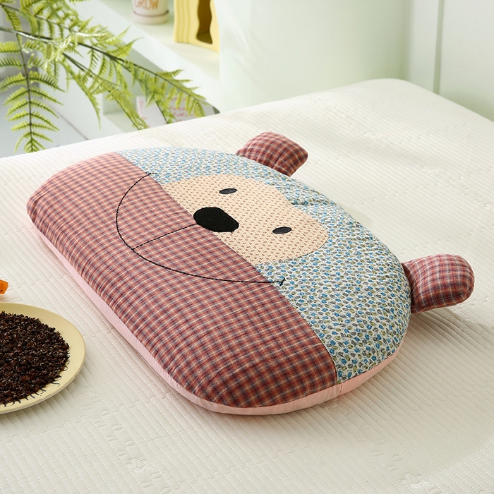 91家纺网 家纺一手货源 找家纺 贤内助家纺 2026新款全棉水洗棉儿童荞麦枕护肩枕枕头枕芯 福贝贝蓝色