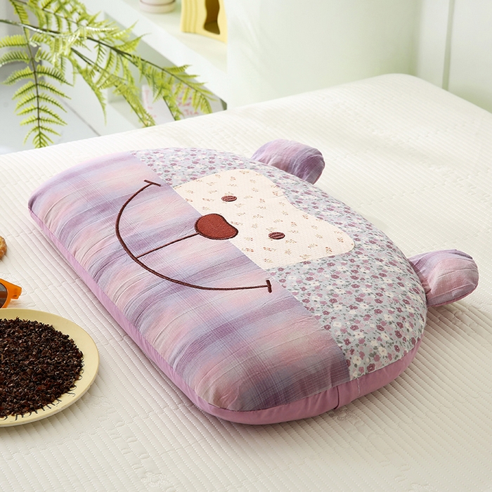 91家纺网 家纺一手货源 找家纺 贤内助家纺 2026新款全棉水洗棉儿童荞麦枕护肩枕枕头枕芯 福贝贝紫色