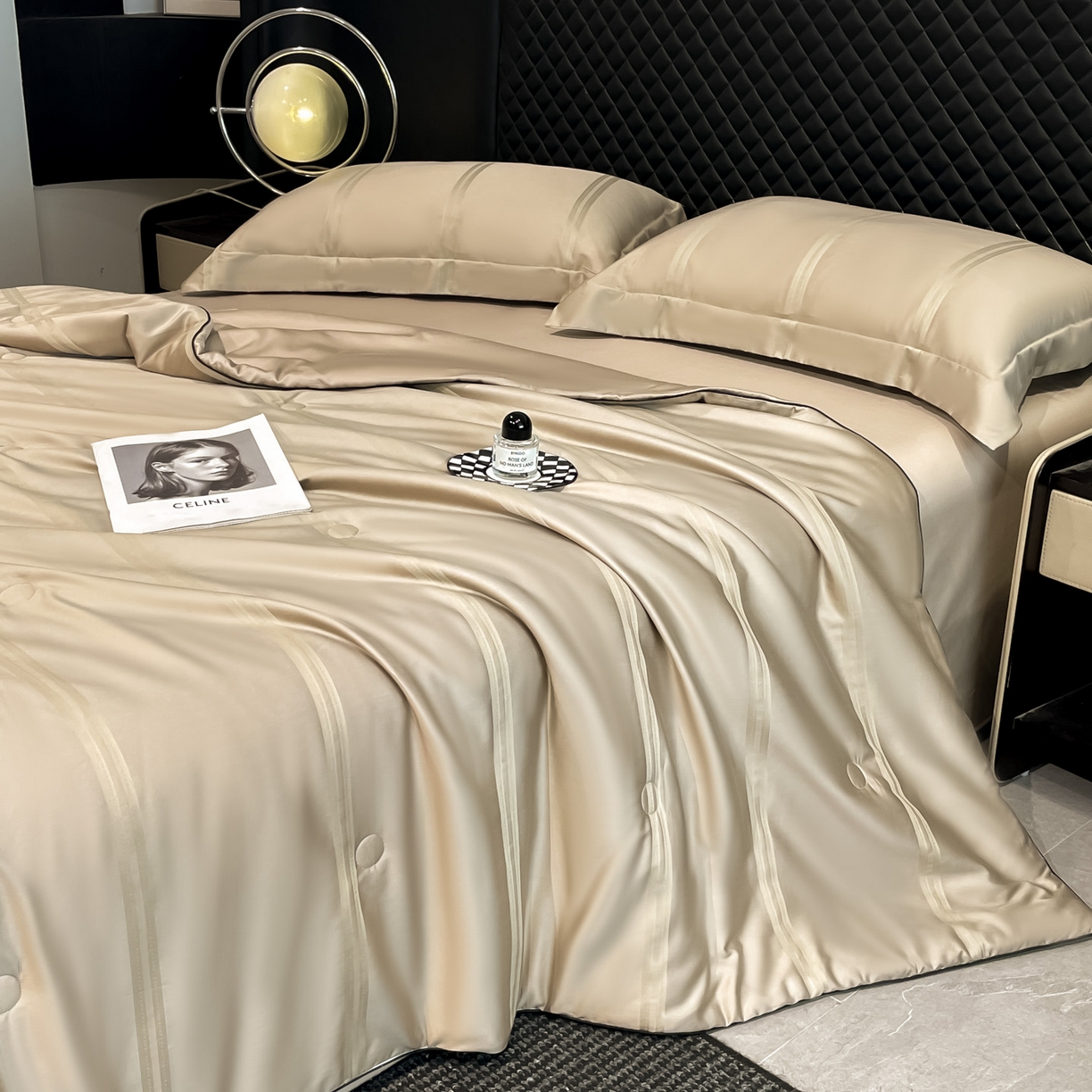 91家纺网 家纺一手货源 找家纺 新方向 2026新款提花A类20%蚕丝天丝棉夏被四件套-柏林 柏林-香槟