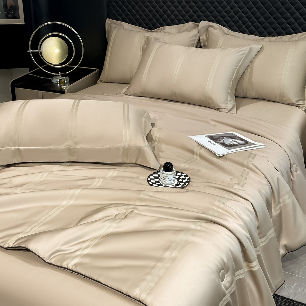 91家纺网 家纺一手货源 找家纺 新方向 2026新款提花A类20%蚕丝天丝棉夏被四件套-柏林 柏林-香槟