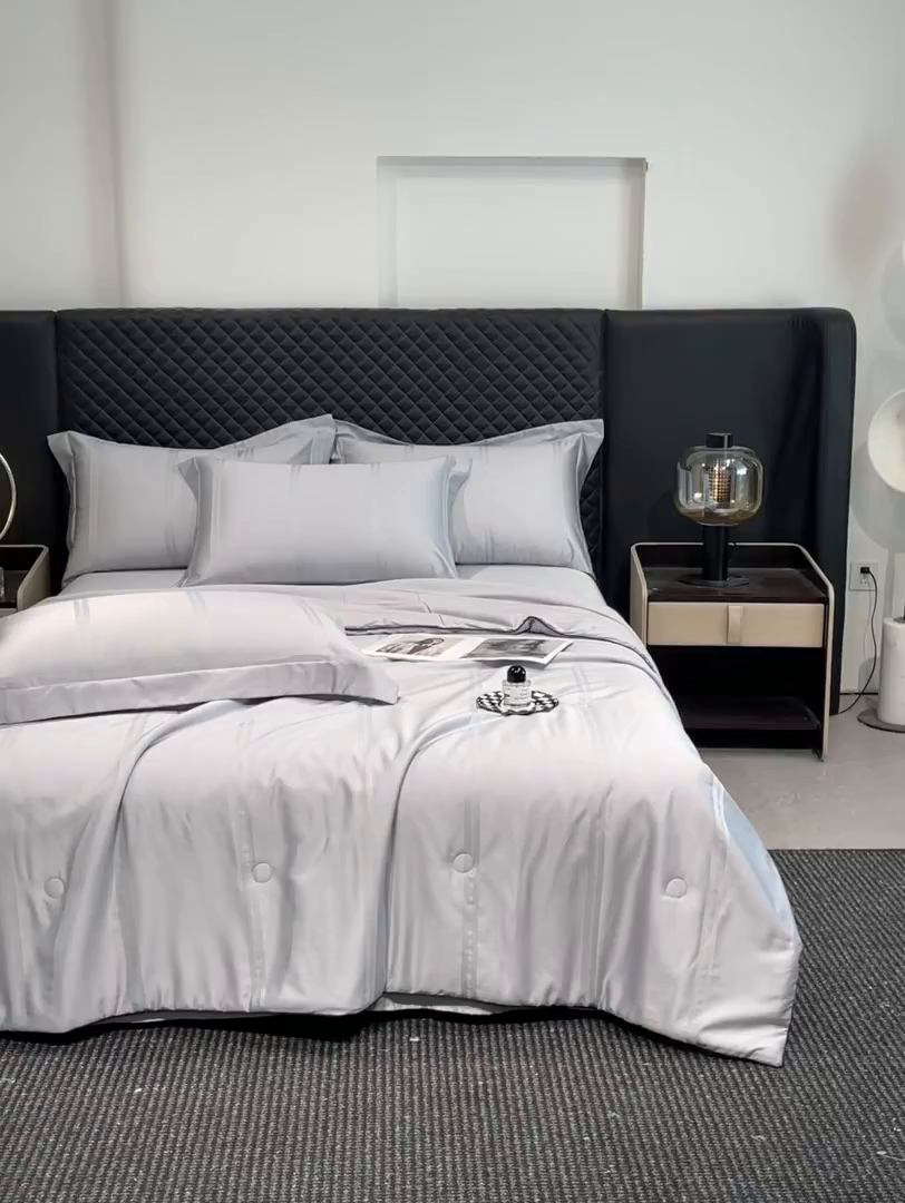 91家纺网 家纺一手货源 找家纺 （总）新方向 2026A类20%蚕丝提花天丝棉夏被四件套 65%60s兰精天丝 35%100支长绒棉-柏林