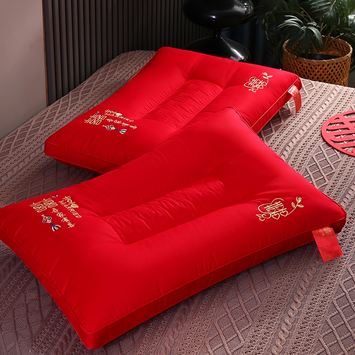 91家纺网 家纺一手货源 找家纺 贤内助家纺 2026新款全棉刺绣婚庆枕定型枕保健枕枕头枕芯 吾家有喜