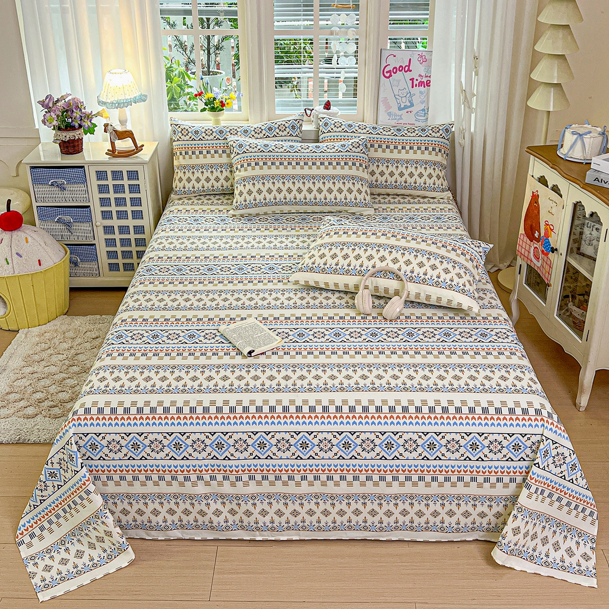 91家纺网 家纺一手货源 找家纺 （总）栩裕纺织 2026春夏爆款老粗布凉席床单款床笠款凉席席子空调软席-提供买家秀