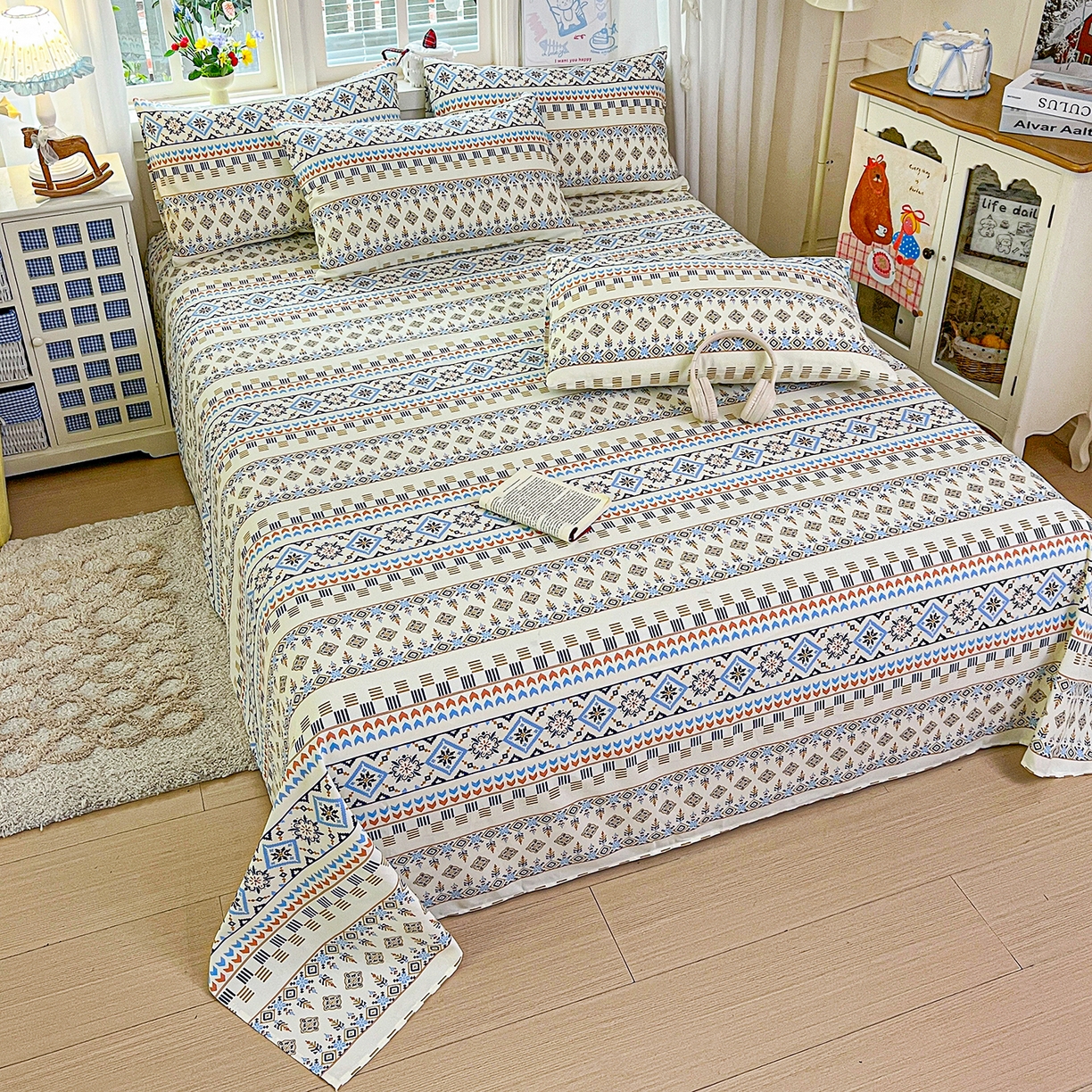 91家纺网 家纺一手货源 找家纺 （总）栩裕纺织 2026春夏爆款老粗布凉席床单款床笠款凉席席子空调软席-提供买家秀