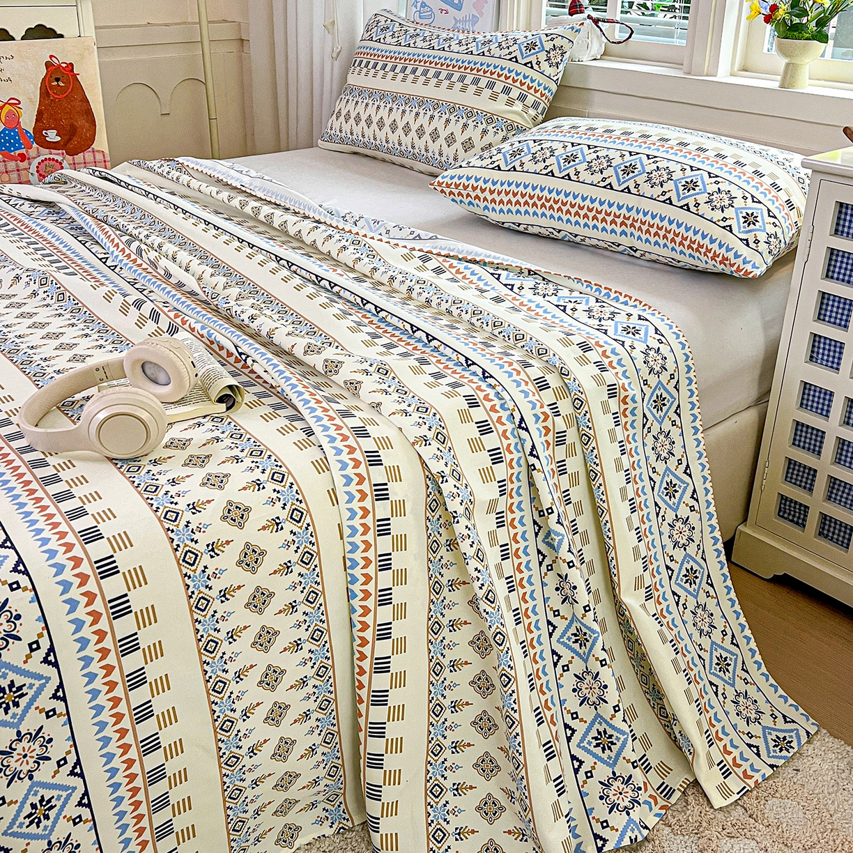 91家纺网 家纺一手货源 找家纺 （总）栩裕纺织 2026春夏爆款老粗布凉席床单款床笠款凉席席子空调软席-提供买家秀