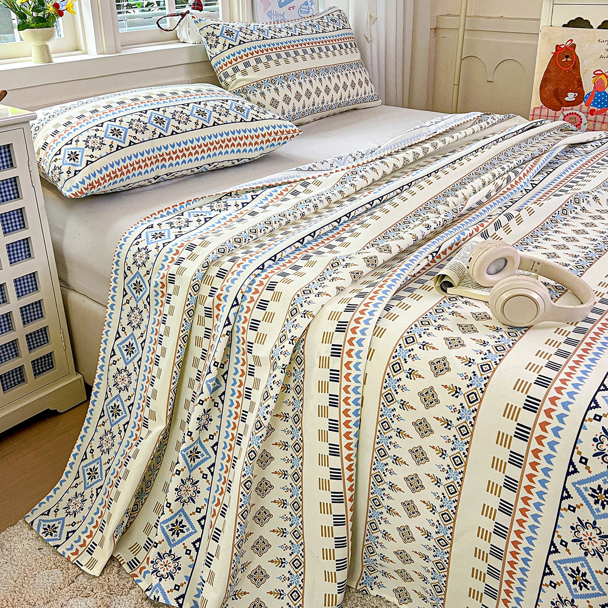 91家纺网 家纺一手货源 找家纺 （总）栩裕纺织 2026春夏爆款老粗布凉席床单款床笠款凉席席子空调软席-提供买家秀