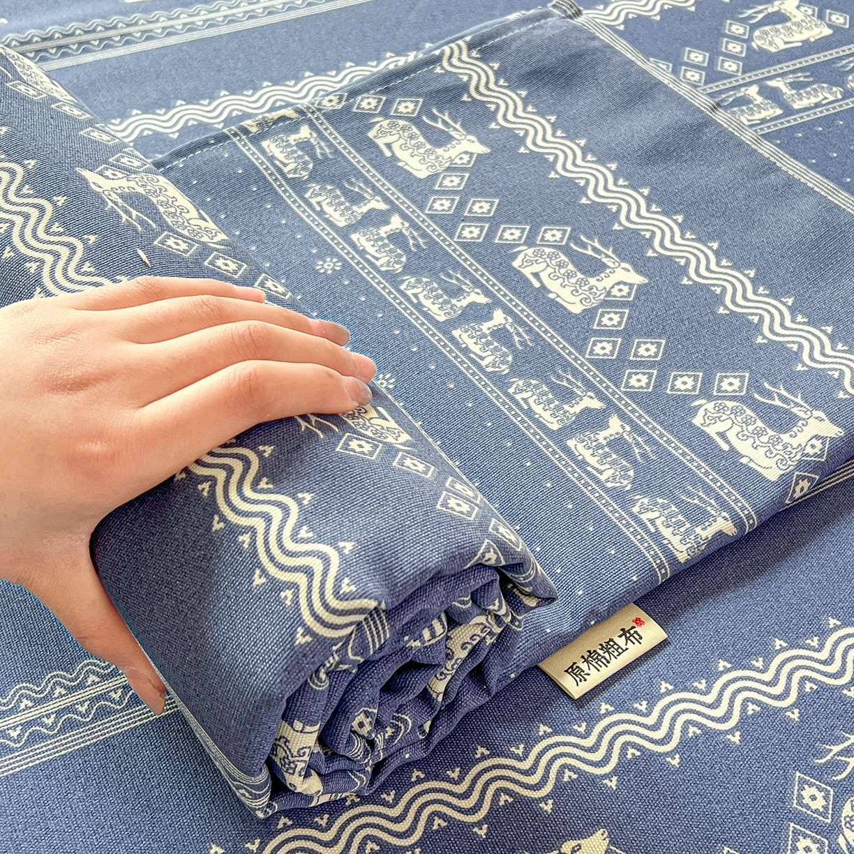 91家纺网 家纺一手货源 找家纺 栩裕纺织 2026春夏爆款老粗布凉席床单款凉席席子空调软席-提供买家秀 吉祥鹿-床单款