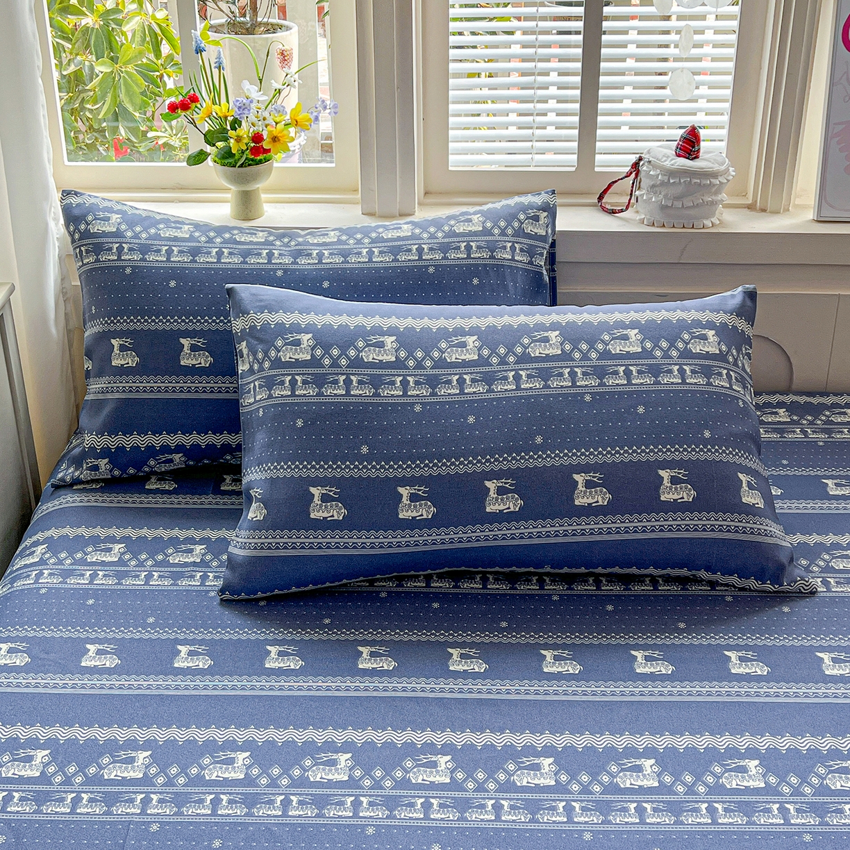 91家纺网 家纺一手货源 找家纺 栩裕纺织 2026春夏爆款老粗布凉席床单款凉席席子空调软席-提供买家秀 吉祥鹿-床单款