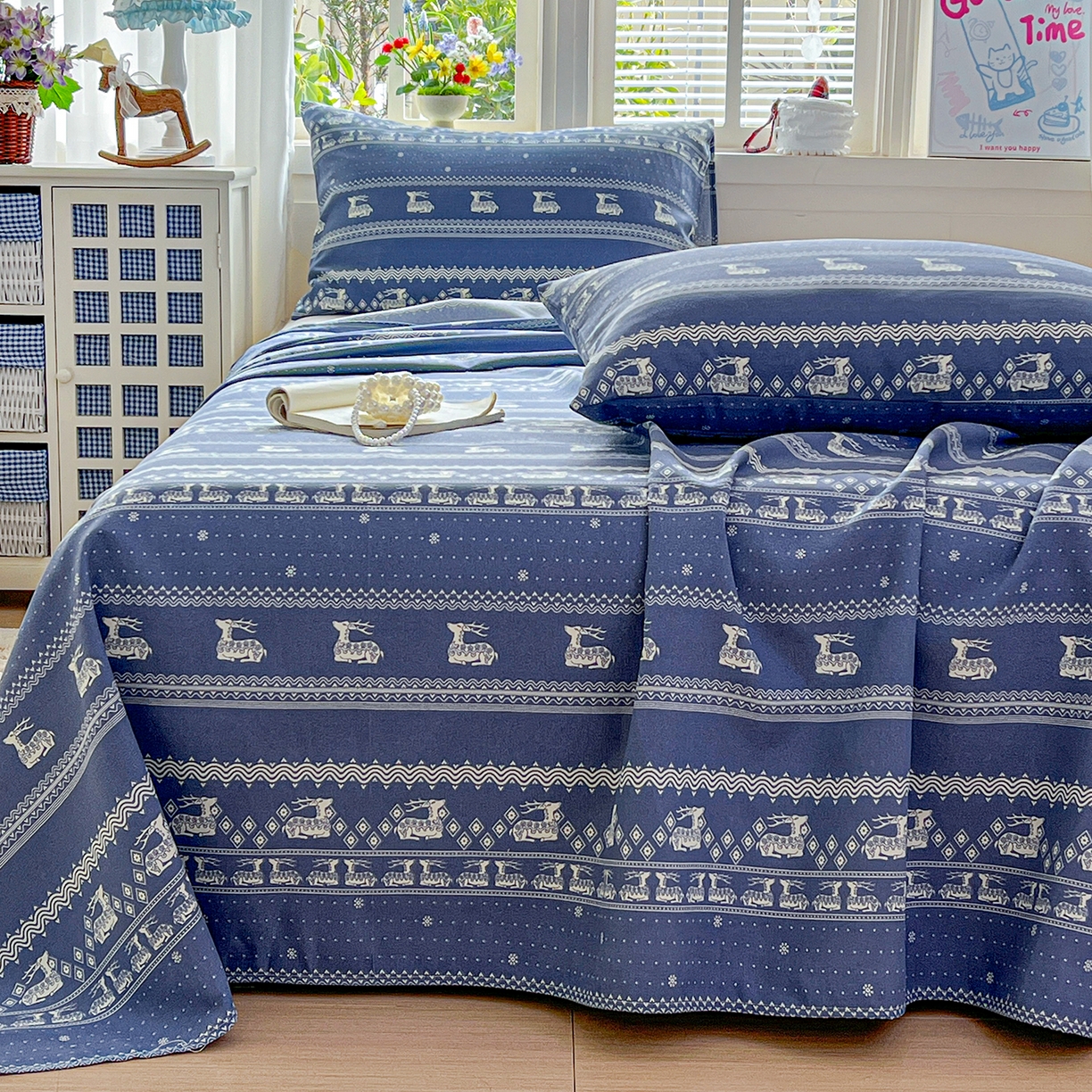 91家纺网 家纺一手货源 找家纺 栩裕纺织 2026春夏爆款老粗布凉席床单款凉席席子空调软席-提供买家秀 吉祥鹿-床单款