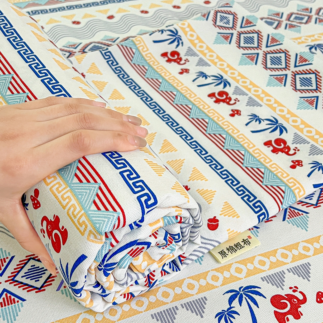 91家纺网 家纺一手货源 找家纺 栩裕纺织 2026春夏爆款老粗布凉席床单款凉席席子空调软席-提供买家秀 热带雨象-床单款