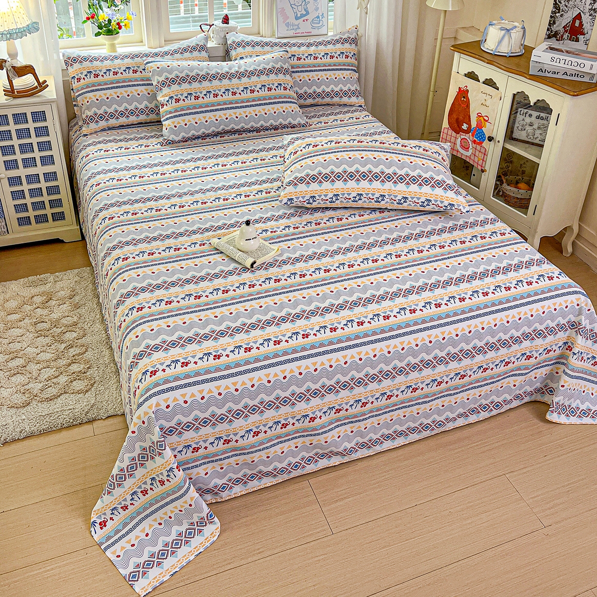 91家纺网 家纺一手货源 找家纺 栩裕纺织 2026春夏爆款老粗布凉席床单款凉席席子空调软席-提供买家秀 热带雨象-床单款