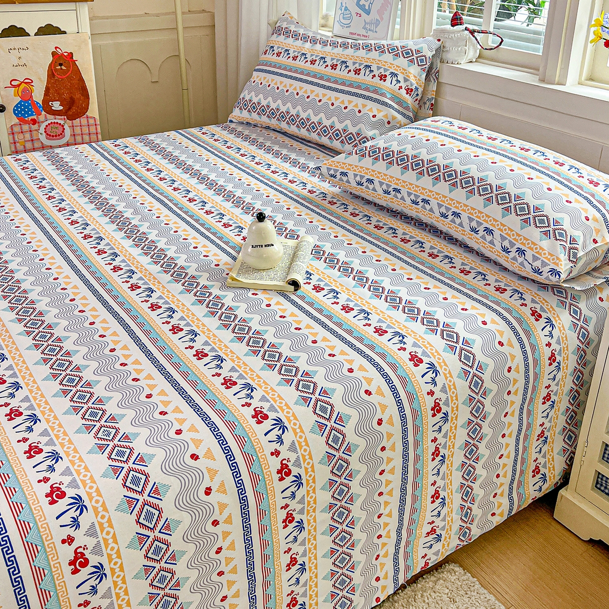 91家纺网 家纺一手货源 找家纺 栩裕纺织 2026春夏爆款老粗布凉席床单款凉席席子空调软席-提供买家秀 热带雨象-床单款