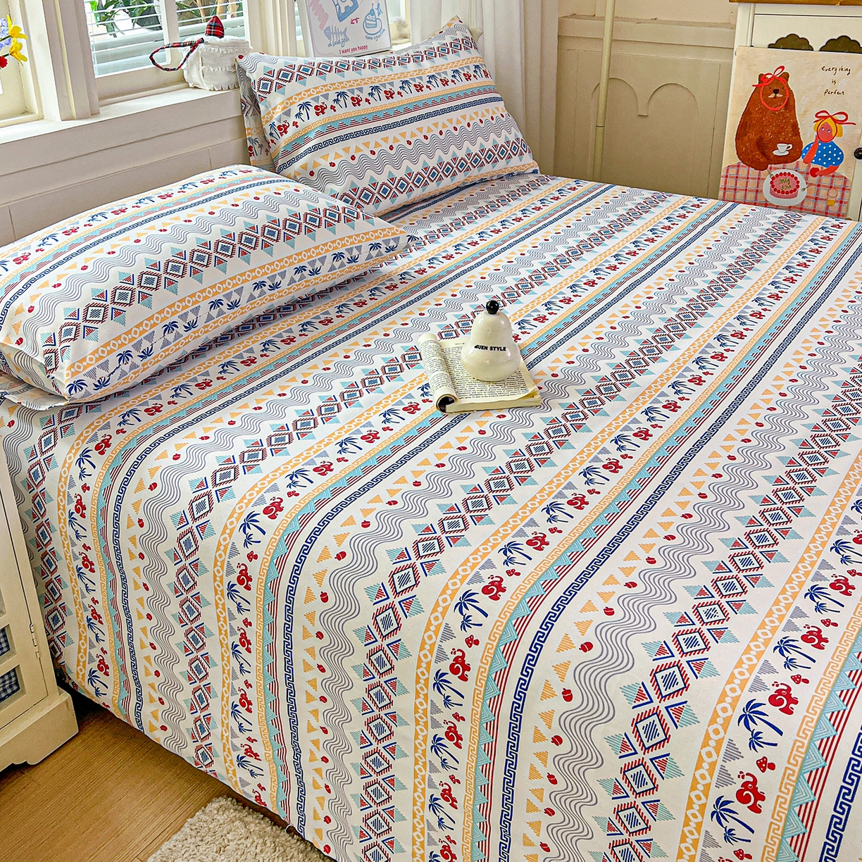 91家纺网 家纺一手货源 找家纺 栩裕纺织 2026春夏爆款老粗布凉席床单款凉席席子空调软席-提供买家秀 热带雨象-床单款