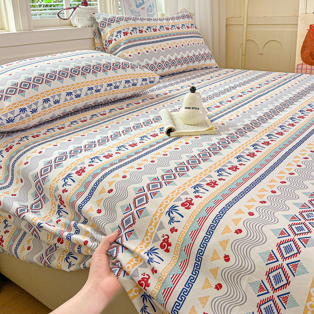 91家纺网 家纺一手货源 找家纺 栩裕纺织 2026春夏爆款老粗布凉席床单款凉席席子空调软席-提供买家秀 热带雨象-床单款