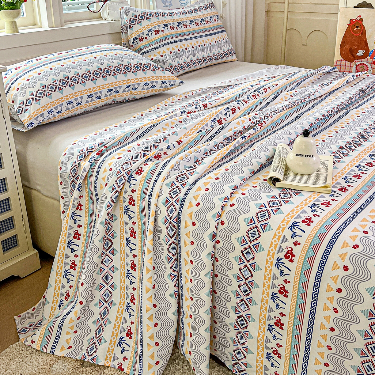 91家纺网 家纺一手货源 找家纺 栩裕纺织 2026春夏爆款老粗布凉席床单款凉席席子空调软席-提供买家秀 热带雨象-床单款