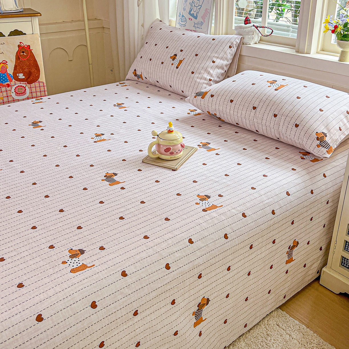 91家纺网 家纺一手货源 找家纺 栩裕纺织 2026春夏爆款老粗布凉席床单款凉席席子空调软席-提供买家秀 甜心腊肠狗-床单款