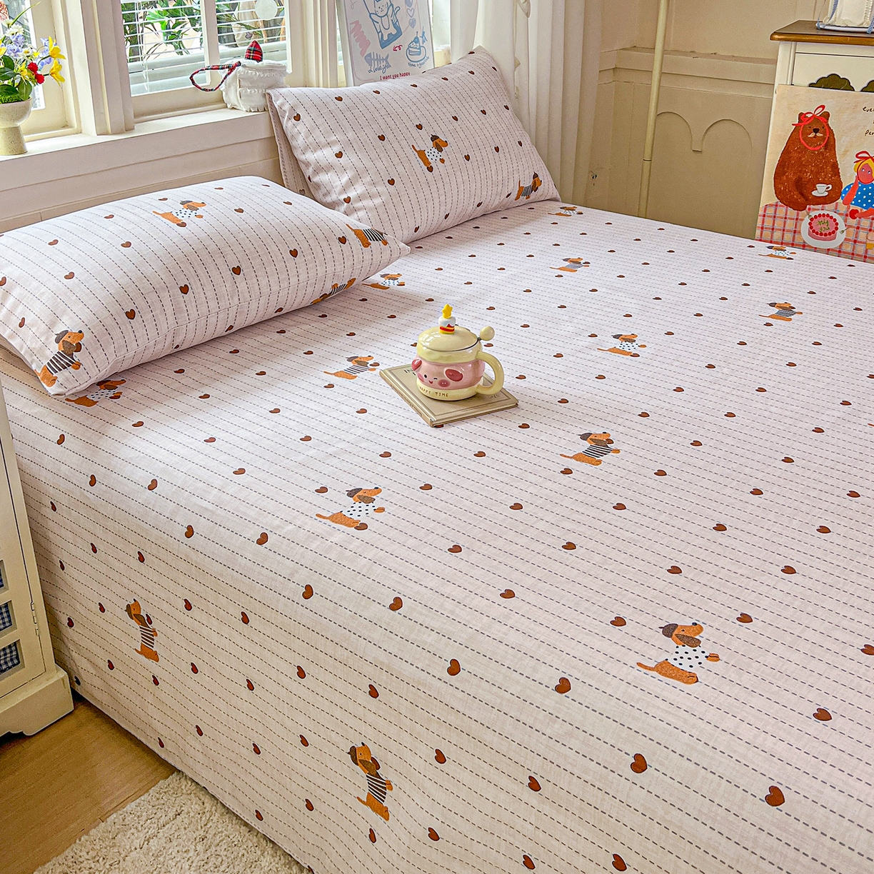 91家纺网 家纺一手货源 找家纺 栩裕纺织 2026春夏爆款老粗布凉席床单款凉席席子空调软席-提供买家秀 甜心腊肠狗-床单款