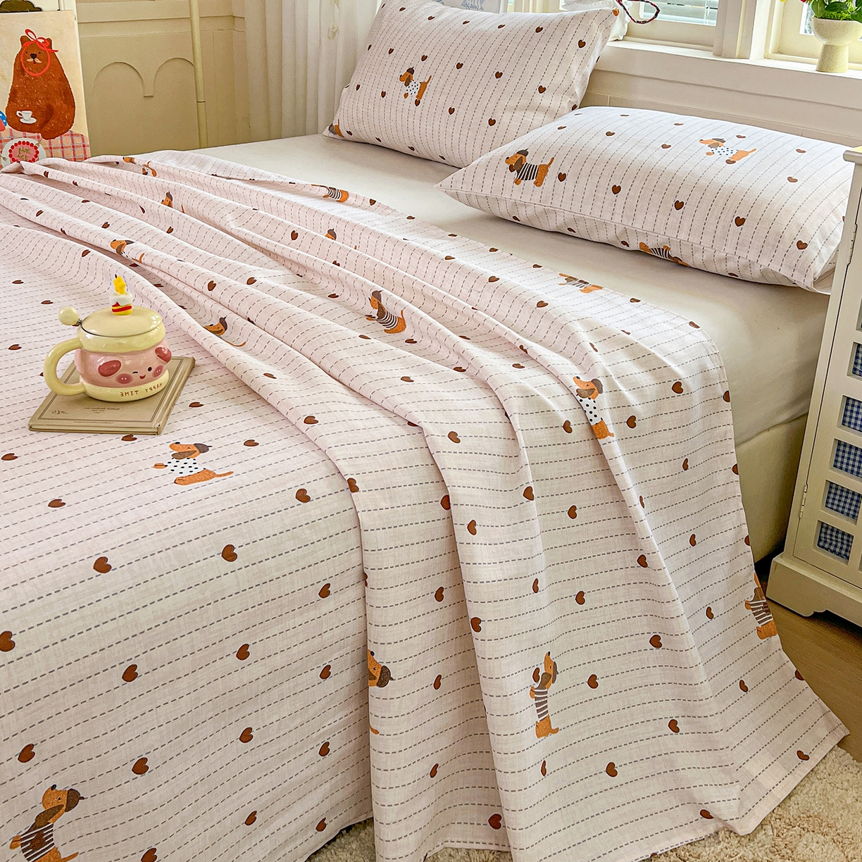 91家纺网 家纺一手货源 找家纺 栩裕纺织 2026春夏爆款老粗布凉席床单款凉席席子空调软席-提供买家秀 甜心腊肠狗-床单款