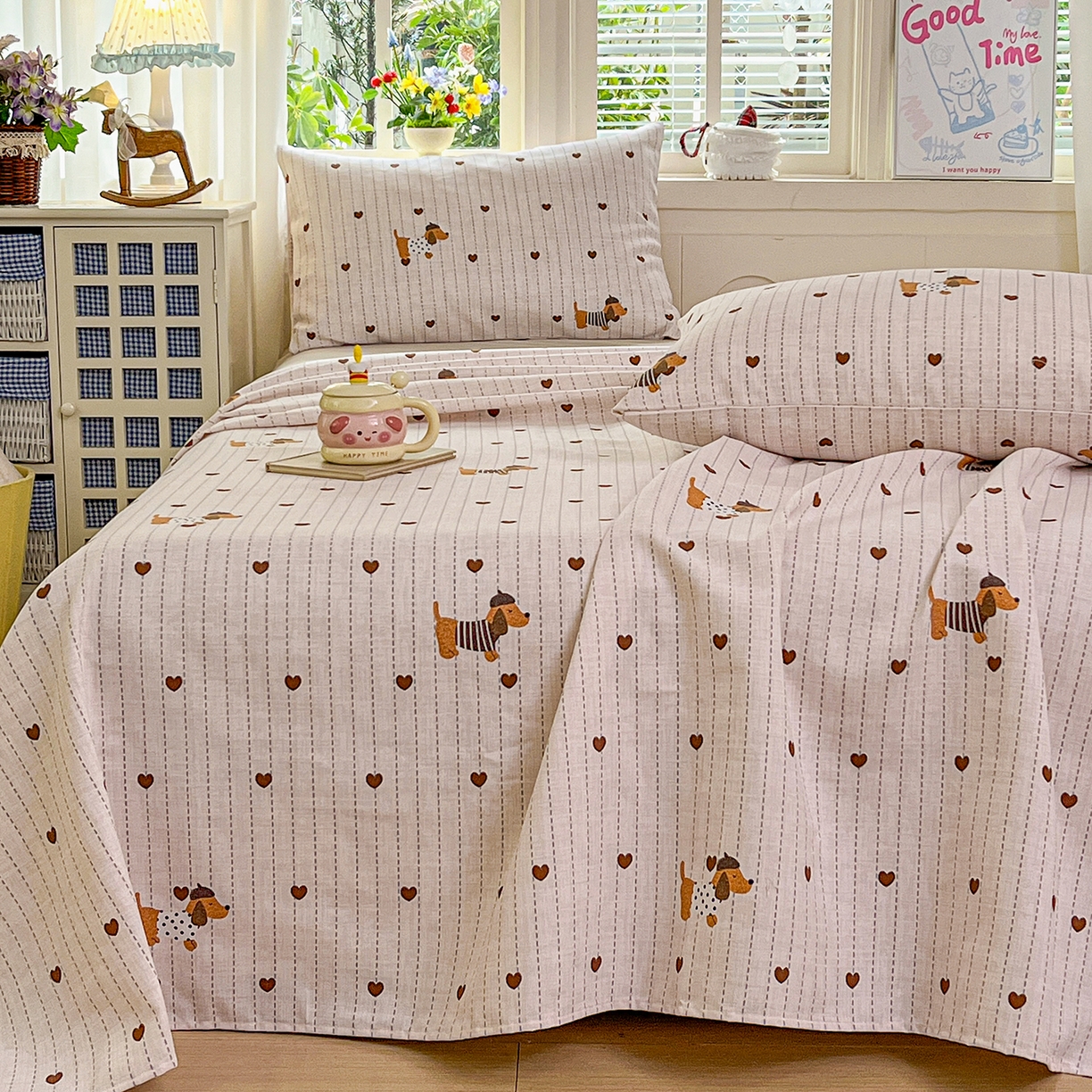 91家纺网 家纺一手货源 找家纺 栩裕纺织 2026春夏爆款老粗布凉席床单款凉席席子空调软席-提供买家秀 甜心腊肠狗-床单款