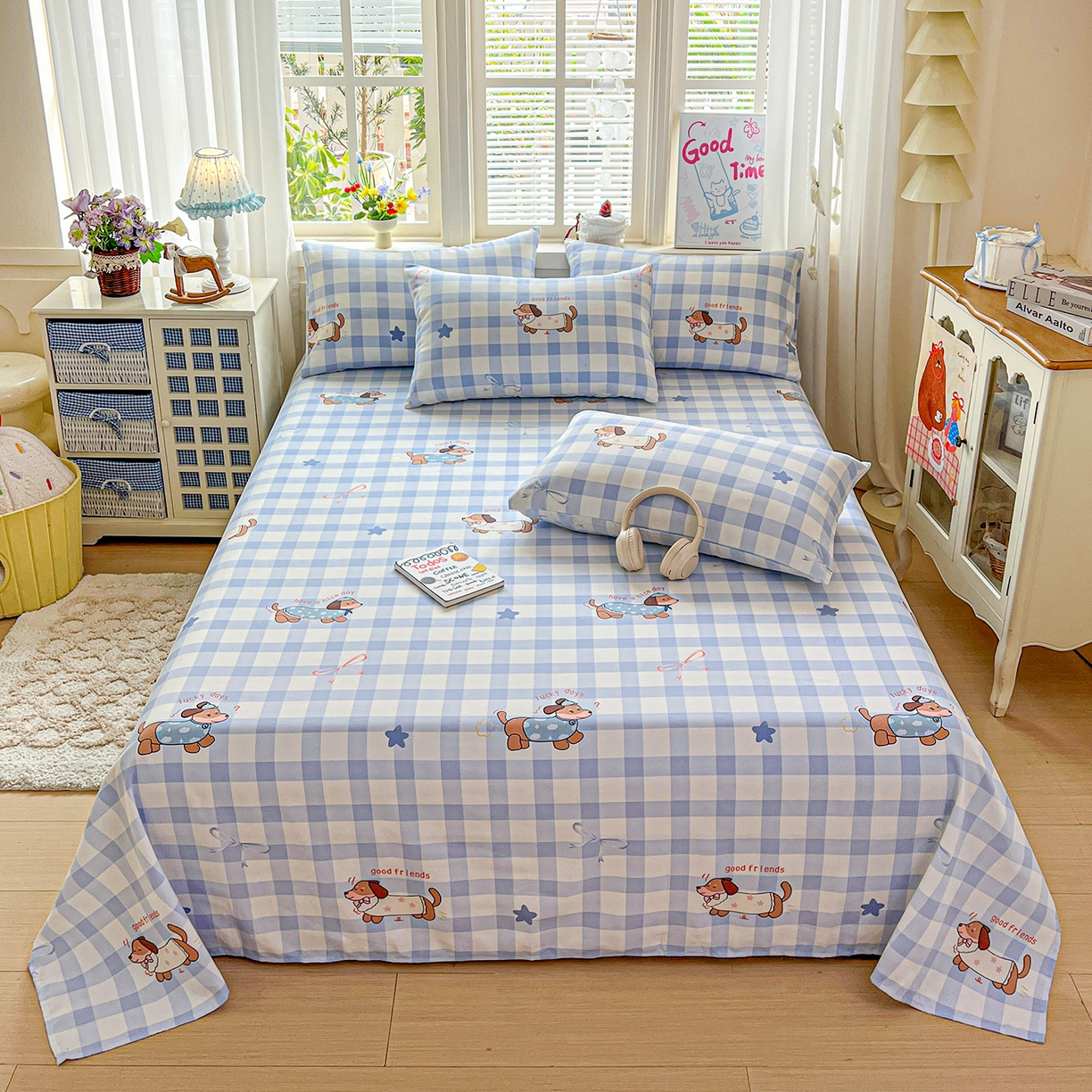 91家纺网 家纺一手货源 找家纺 栩裕纺织 2026春夏爆款老粗布凉席床单款凉席席子空调软席-提供买家秀 星空萌宠-床单款