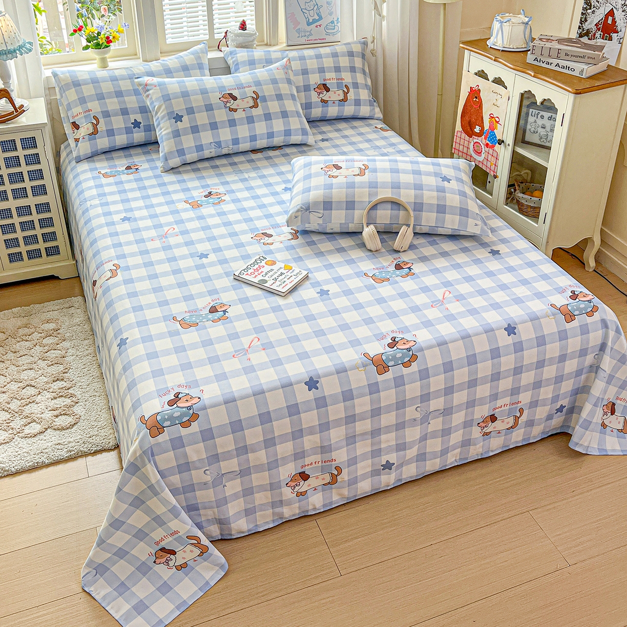 91家纺网 家纺一手货源 找家纺 栩裕纺织 2026春夏爆款老粗布凉席床单款凉席席子空调软席-提供买家秀 星空萌宠-床单款