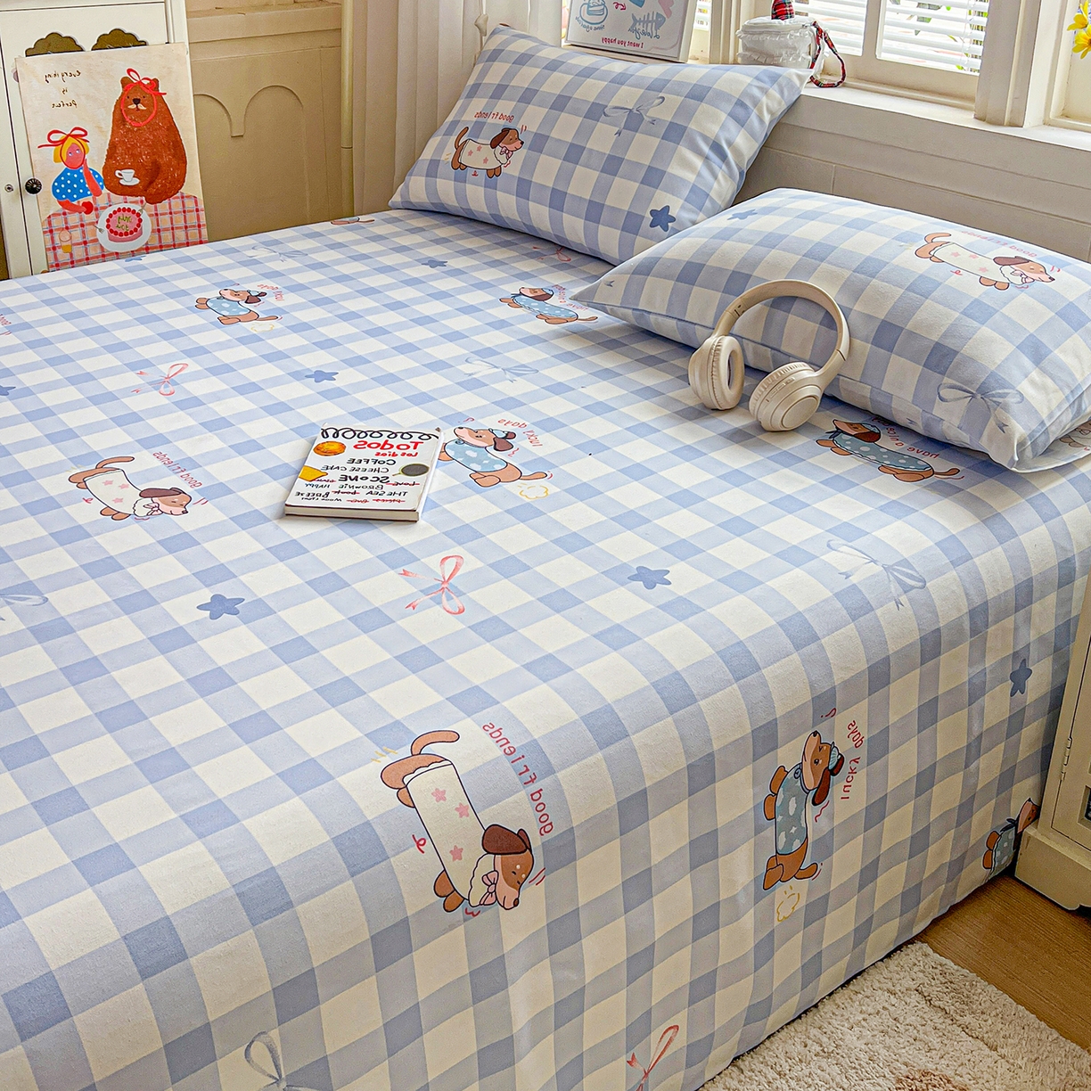 91家纺网 家纺一手货源 找家纺 栩裕纺织 2026春夏爆款老粗布凉席床单款凉席席子空调软席-提供买家秀 星空萌宠-床单款