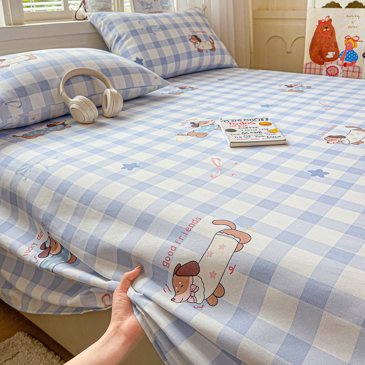 91家纺网 家纺一手货源 找家纺 栩裕纺织 2026春夏爆款老粗布凉席床单款凉席席子空调软席-提供买家秀 星空萌宠-床单款