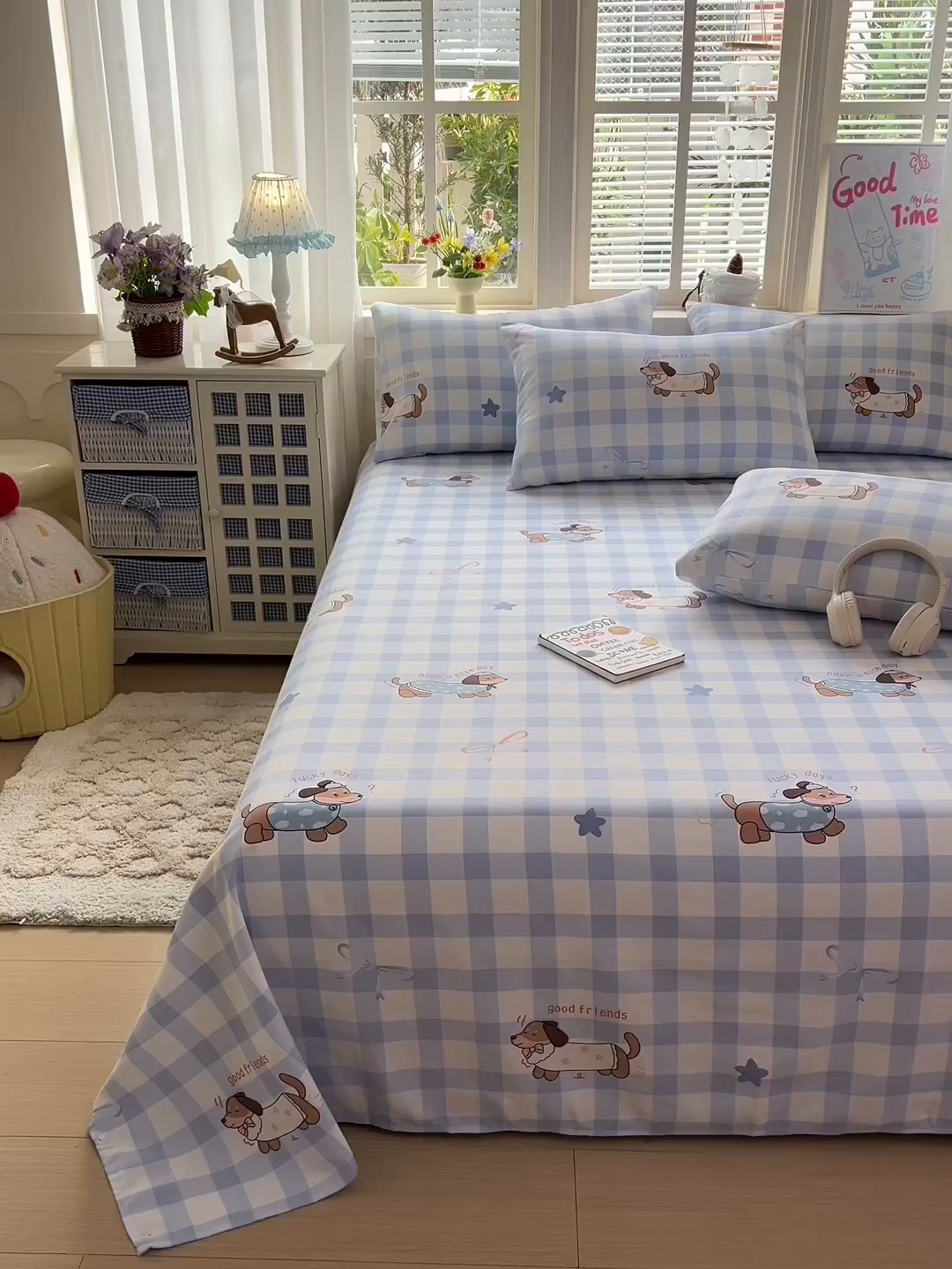 91家纺网 家纺一手货源 找家纺 栩裕纺织 2026春夏爆款老粗布凉席床单款凉席席子空调软席-提供买家秀 星空萌宠-床单款