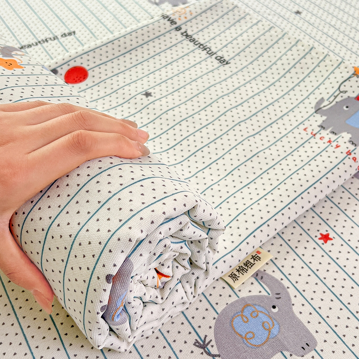 91家纺网 家纺一手货源 找家纺 栩裕纺织 2026春夏爆款老粗布凉席床单款凉席席子空调软席-提供买家秀 幸运小象-床单款