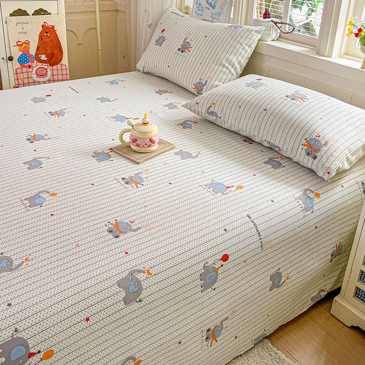 91家纺网 家纺一手货源 找家纺 栩裕纺织 2026春夏爆款老粗布凉席床单款凉席席子空调软席-提供买家秀 幸运小象-床单款