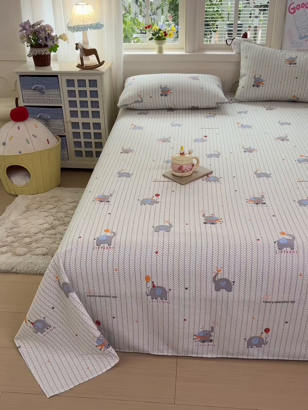 91家纺网 家纺一手货源 找家纺 栩裕纺织 2026春夏爆款老粗布凉席床单款凉席席子空调软席-提供买家秀 幸运小象-床单款