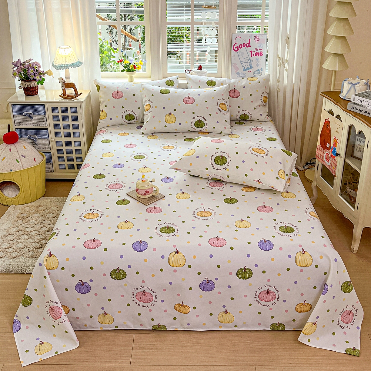 91家纺网 家纺一手货源 找家纺 栩裕纺织 2026春夏爆款老粗布凉席床单款凉席席子空调软席-提供买家秀 炫彩波点-床单款