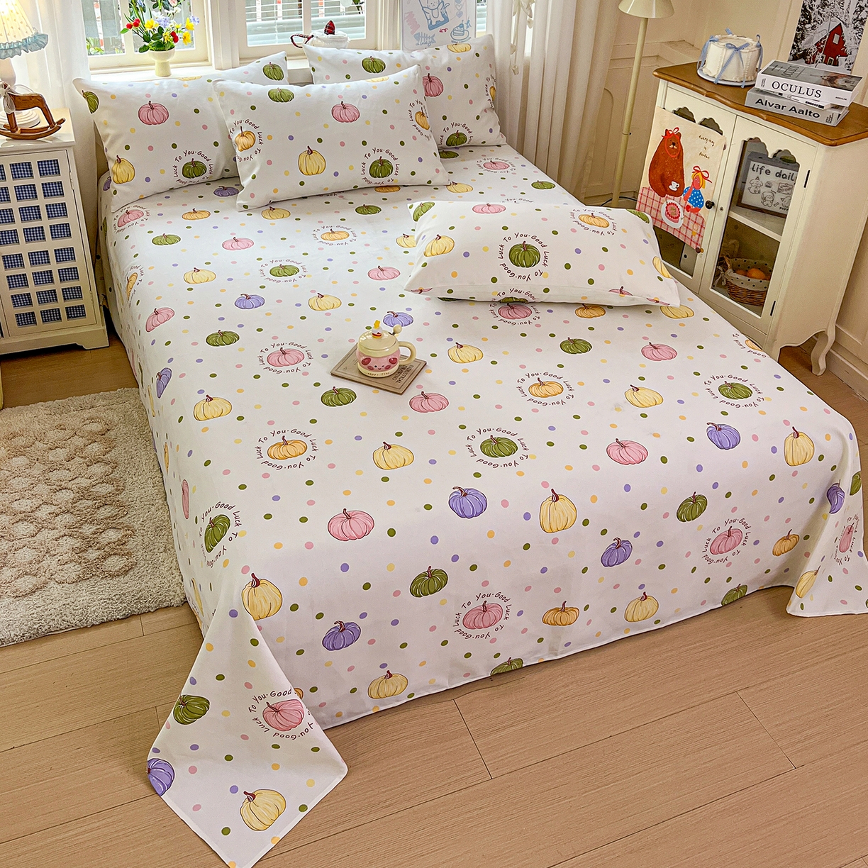 91家纺网 家纺一手货源 找家纺 栩裕纺织 2026春夏爆款老粗布凉席床单款凉席席子空调软席-提供买家秀 炫彩波点-床单款