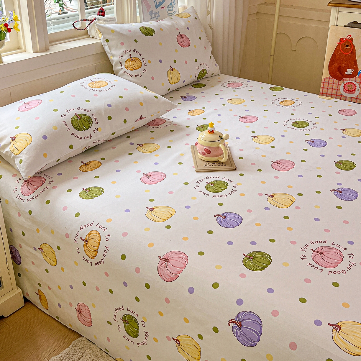 91家纺网 家纺一手货源 找家纺 栩裕纺织 2026春夏爆款老粗布凉席床单款凉席席子空调软席-提供买家秀 炫彩波点-床单款