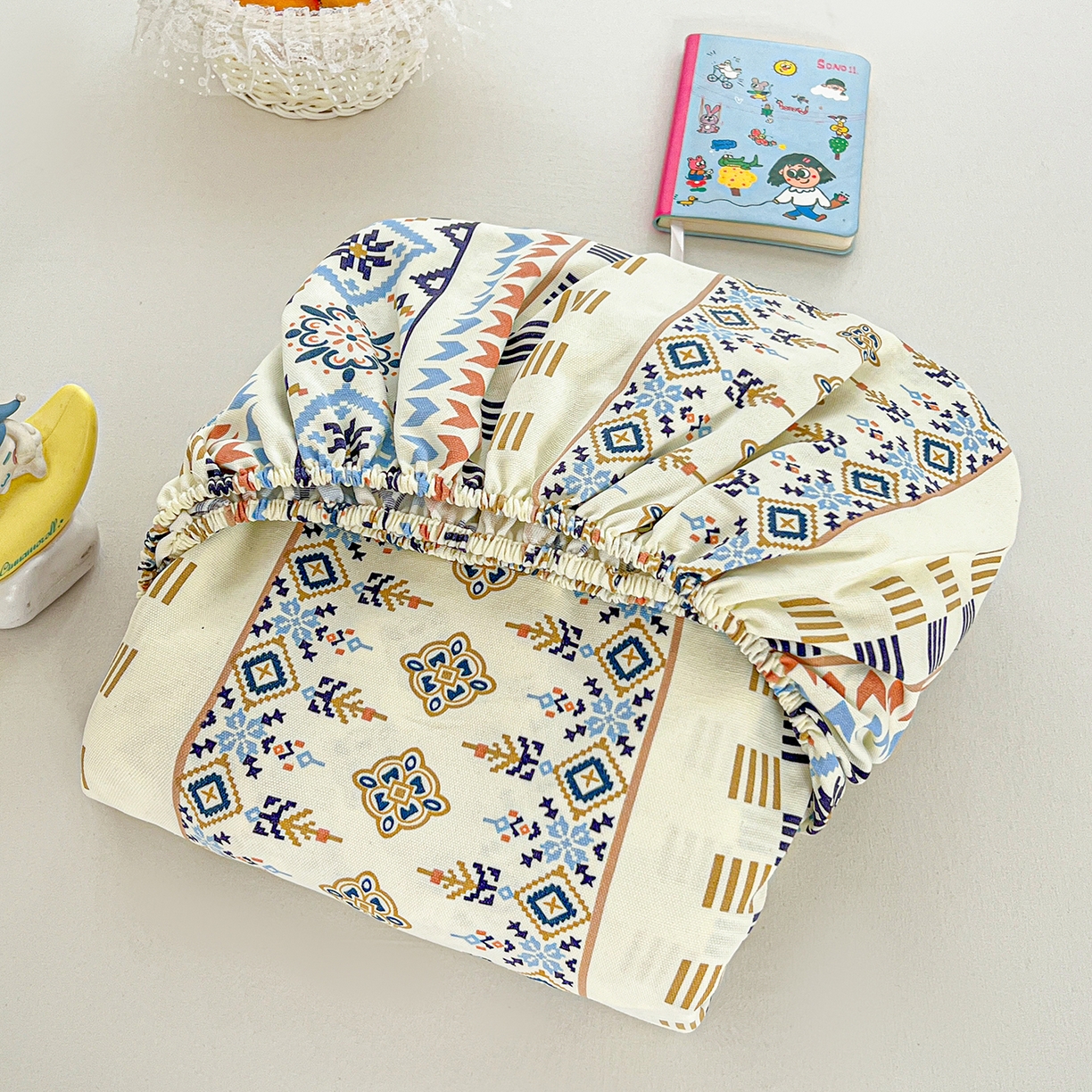 91家纺网 家纺一手货源 找家纺 栩裕纺织 2026春夏爆款老粗布凉席床单款凉席席子空调软席-提供买家秀 波西米亚-米-床笠款