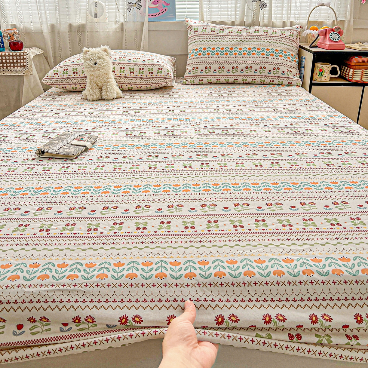 91家纺网 家纺一手货源 找家纺 栩裕纺织 2026春夏爆款老粗布凉席床单款凉席席子空调软席-提供买家秀 初甜樱桃-床笠款