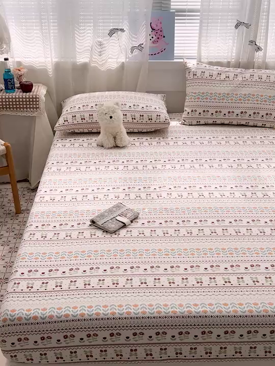 91家纺网 家纺一手货源 找家纺 栩裕纺织 2026春夏爆款老粗布凉席床单款凉席席子空调软席-提供买家秀 初甜樱桃-床笠款