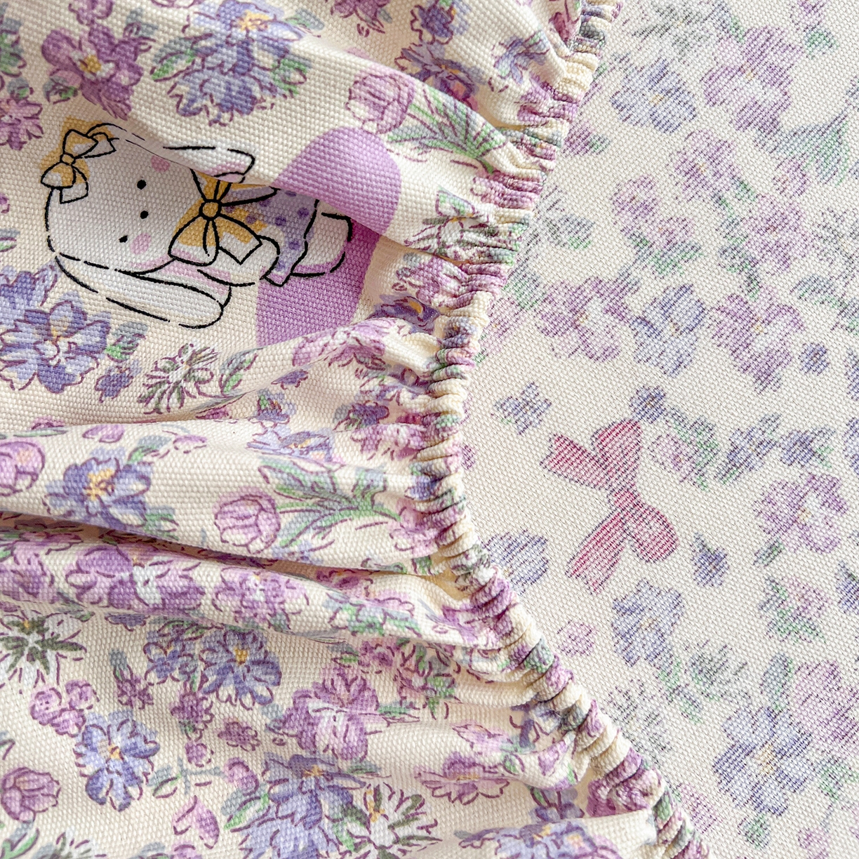 91家纺网 家纺一手货源 找家纺 栩裕纺织 2026春夏爆款老粗布凉席床单款凉席席子空调软席-提供买家秀 春天小兔-床笠款