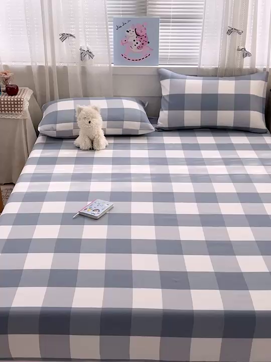 91家纺网 家纺一手货源 找家纺 栩裕纺织 2026春夏爆款老粗布凉席床单款凉席席子空调软席-提供买家秀 典雅方格 -床笠款