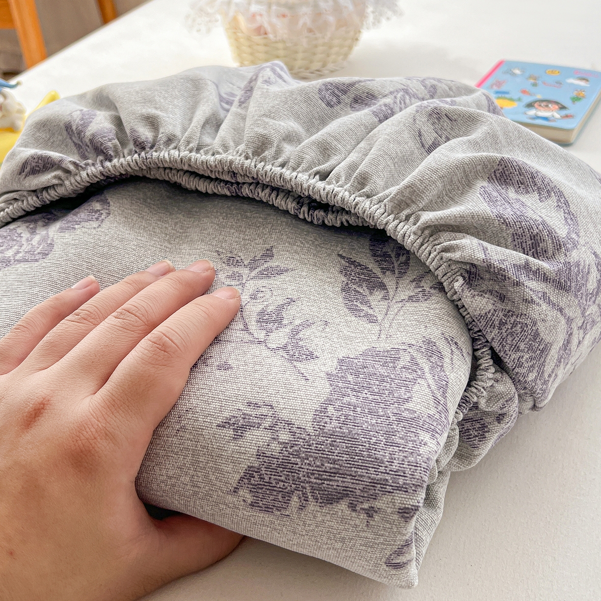 91家纺网 家纺一手货源 找家纺 栩裕纺织 2026春夏爆款老粗布凉席床单款凉席席子空调软席-提供买家秀 复古海棠-床笠款