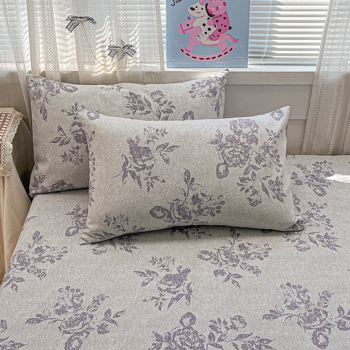 91家纺网 家纺一手货源 找家纺 栩裕纺织 2026春夏爆款老粗布凉席床单款凉席席子空调软席-提供买家秀 复古海棠-床笠款