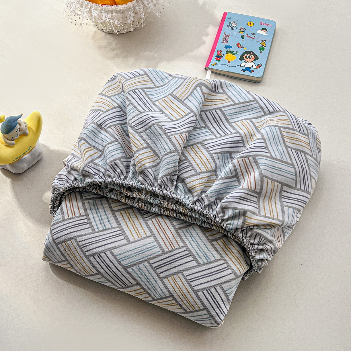 91家纺网 家纺一手货源 找家纺 栩裕纺织 2026春夏爆款老粗布凉席床单款凉席席子空调软席-提供买家秀 贵族格纹-床笠款