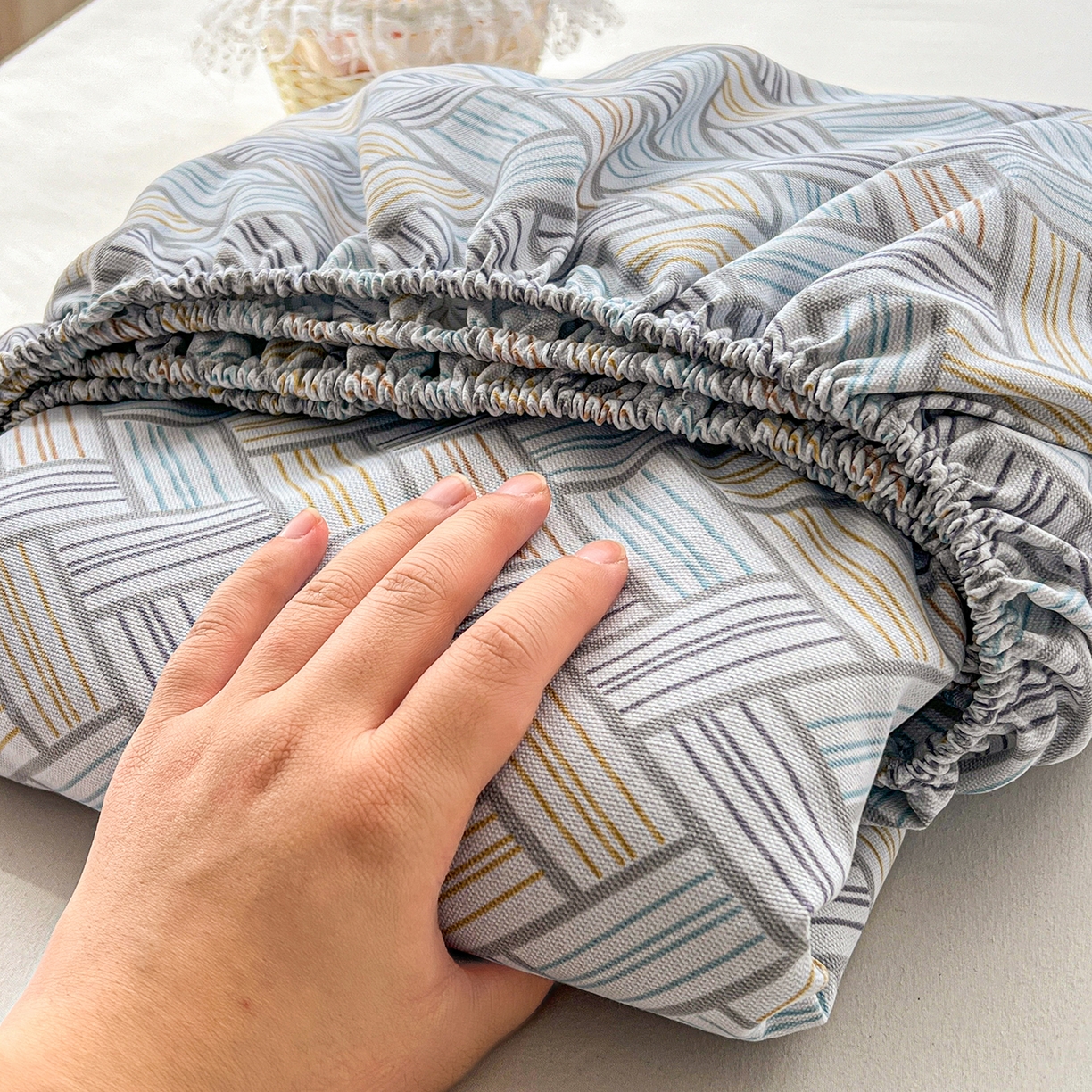 91家纺网 家纺一手货源 找家纺 栩裕纺织 2026春夏爆款老粗布凉席床单款凉席席子空调软席-提供买家秀 贵族格纹-床笠款