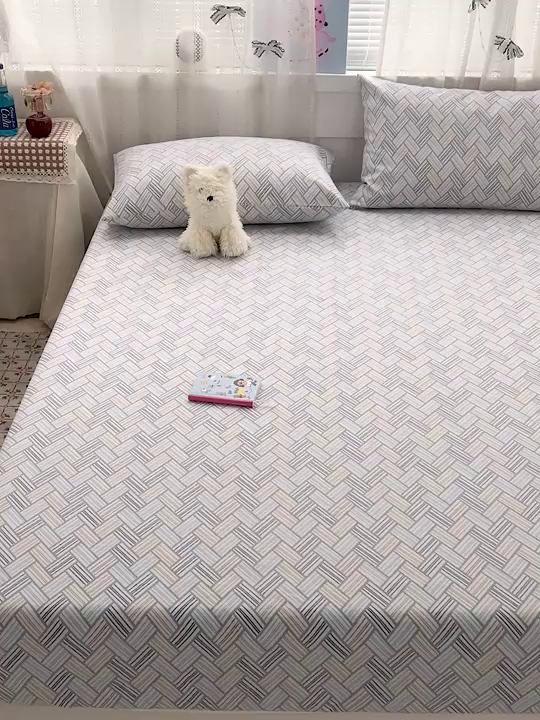 91家纺网 家纺一手货源 找家纺 栩裕纺织 2026春夏爆款老粗布凉席床单款凉席席子空调软席-提供买家秀 贵族格纹-床笠款