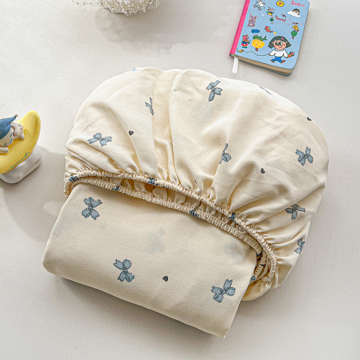 91家纺网 家纺一手货源 找家纺 栩裕纺织 2026春夏爆款老粗布凉席床单款凉席席子空调软席-提供买家秀 蝴蝶结蓝-床笠款