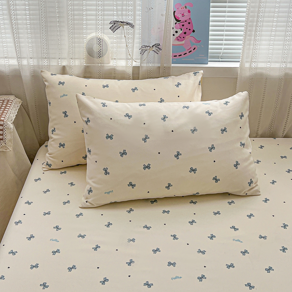 91家纺网 家纺一手货源 找家纺 栩裕纺织 2026春夏爆款老粗布凉席床单款凉席席子空调软席-提供买家秀 蝴蝶结蓝-床笠款