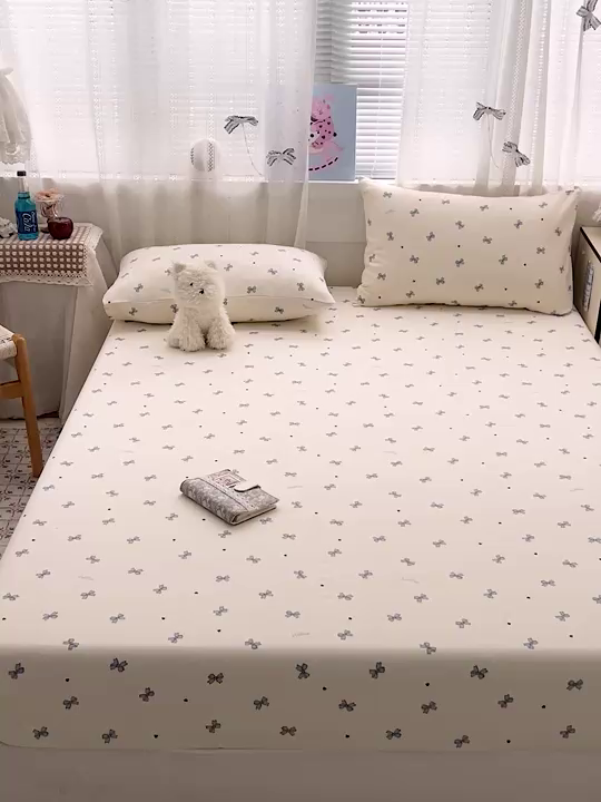 91家纺网 家纺一手货源 找家纺 栩裕纺织 2026春夏爆款老粗布凉席床单款凉席席子空调软席-提供买家秀 蝴蝶结蓝-床笠款