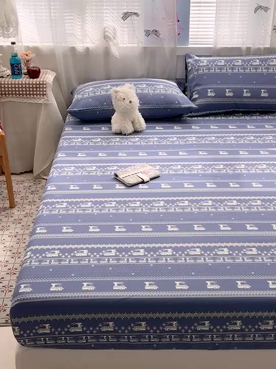 91家纺网 家纺一手货源 找家纺 栩裕纺织 2026春夏爆款老粗布凉席床单款凉席席子空调软席-提供买家秀 吉祥鹿-床笠款