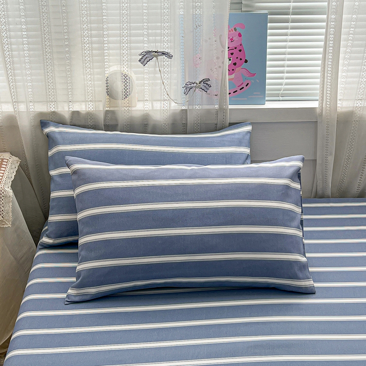 91家纺网 家纺一手货源 找家纺 栩裕纺织 2026春夏爆款老粗布凉席床单款凉席席子空调软席-提供买家秀 极简条纹-床笠款