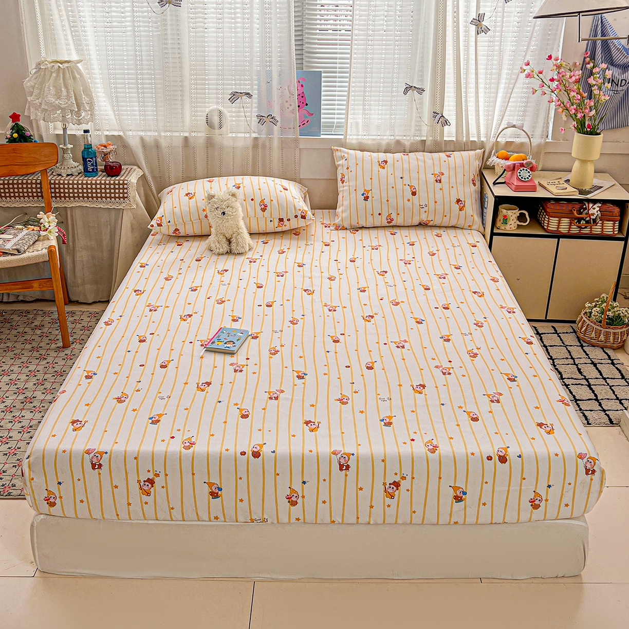 91家纺网 家纺一手货源 找家纺 栩裕纺织 2026春夏爆款老粗布凉席床单款凉席席子空调软席-提供买家秀 魔法喵星人-床笠款 